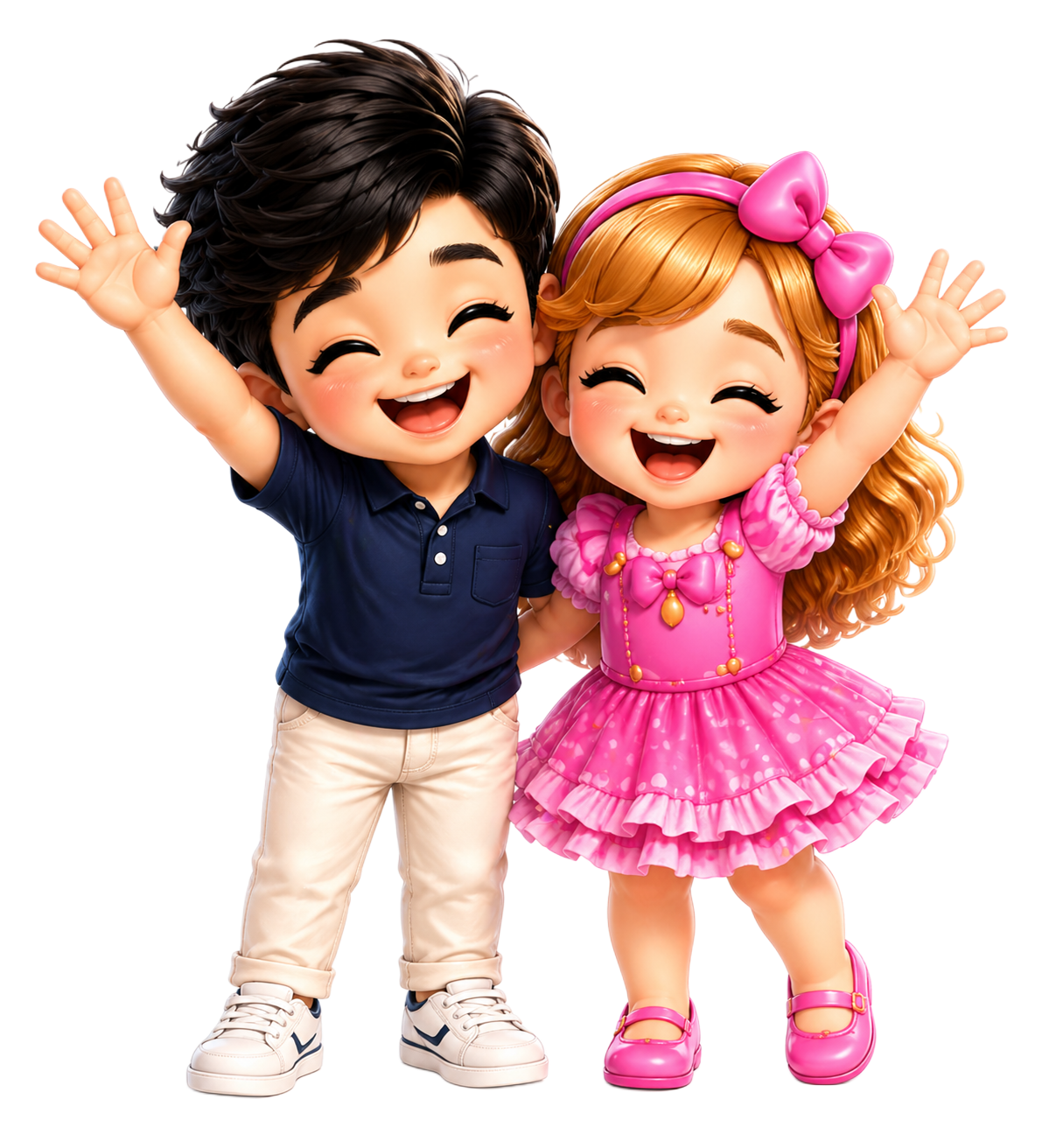 The KidsPro duo standing and waving